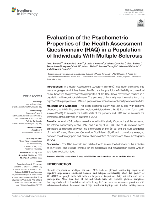 (PDF) Evaluation of the Psychometric Properties of the Health ...