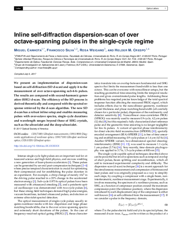 (PDF) Inline self-diffraction dispersion-scan of over octave-spanning ...