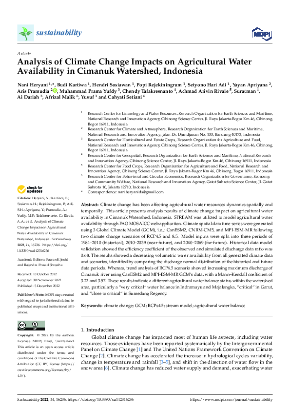(PDF) Analysis of Climate Change Impacts on Agricultural Water ...