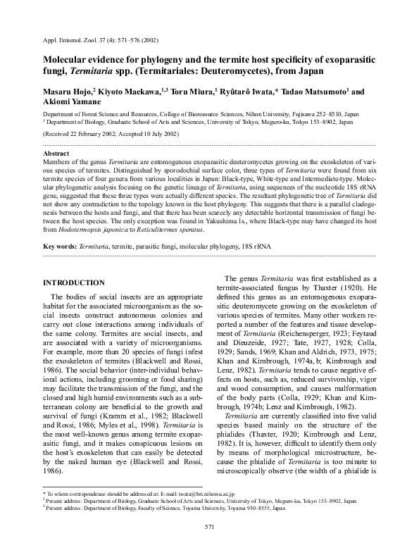 (PDF) Molecular evidence for phylogeny and the termite host specificity ...