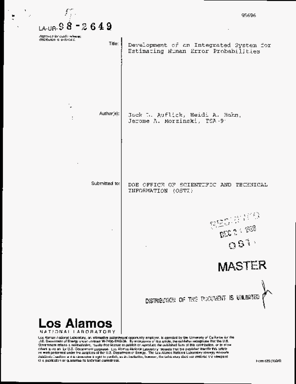 (PDF) Development of an integrated system for estimating human error ...
