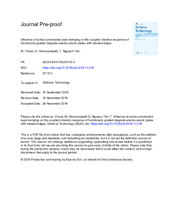 (PDF) Influence of active constrained layer damping on the coupled ...