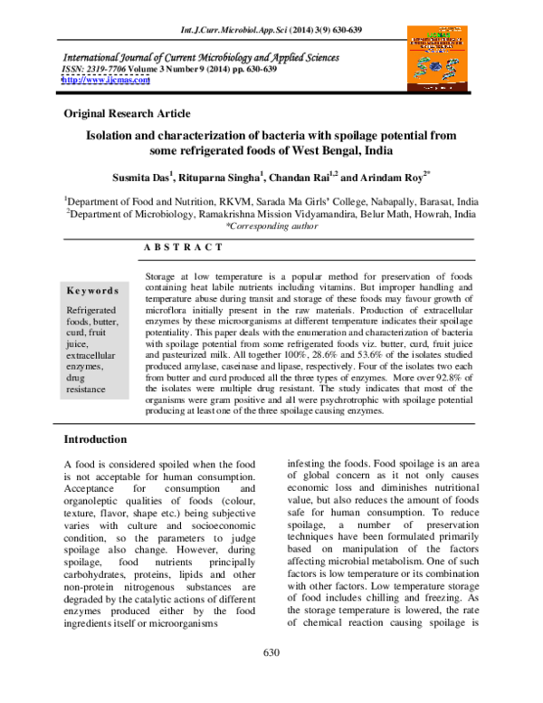 (PDF) Isolation and characterization of bacteria with spoilage ...