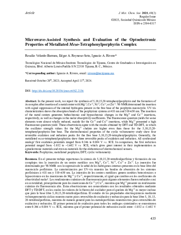 (PDF) Microwave-Assisted Synthesis and Evaluation of the Optoelectronic ...