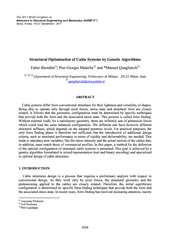(PDF) Structural Optimization of Cable Systems by Genetic Algorithms