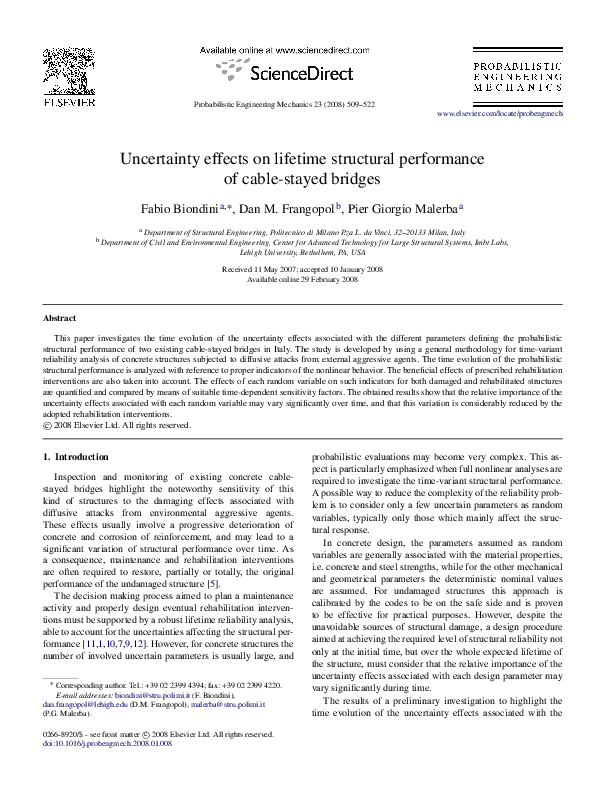 (PDF) Uncertainty effects on lifetime structural performance of cable ...