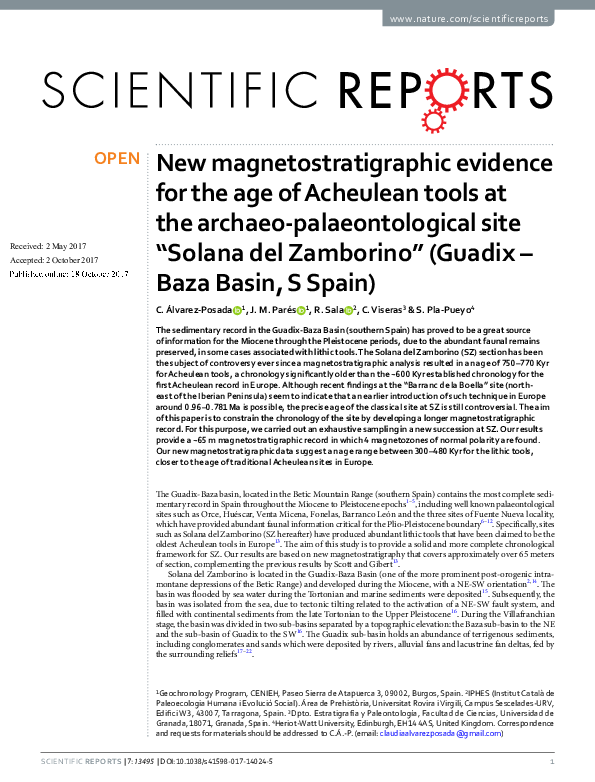 (PDF) New magnetostratigraphic evidence for the age of Acheulean tools ...