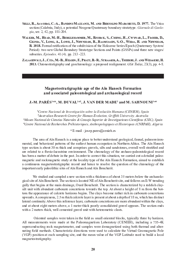 (PDF) Magnetostratigraphic age of the Aïn Hanech formation and ...