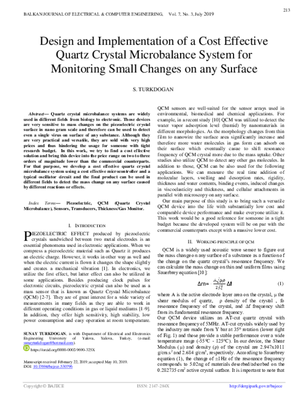 (PDF) Design and Implementation of a Cost Effective Quartz Crystal ...