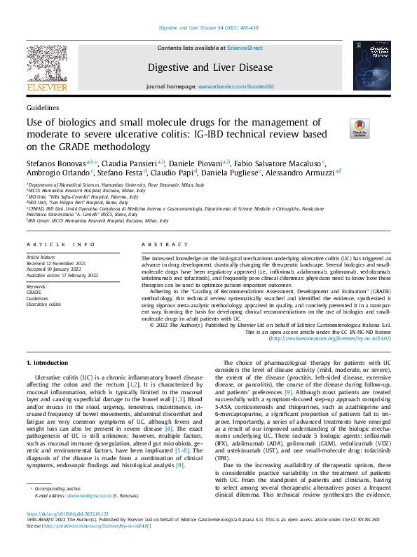 (PDF) Use of biologics and small molecule drugs for the management of ...