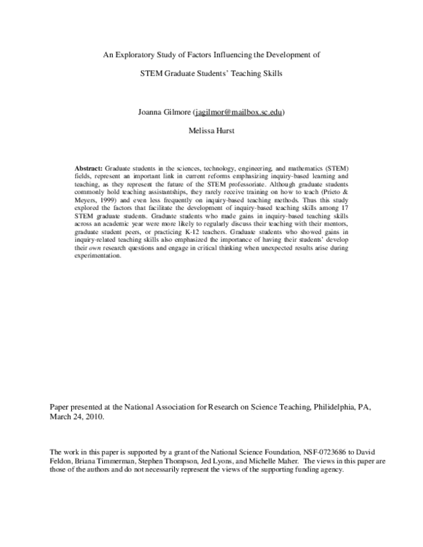 (PDF) An Exploratory Study of Factors Influencing the Development of ...