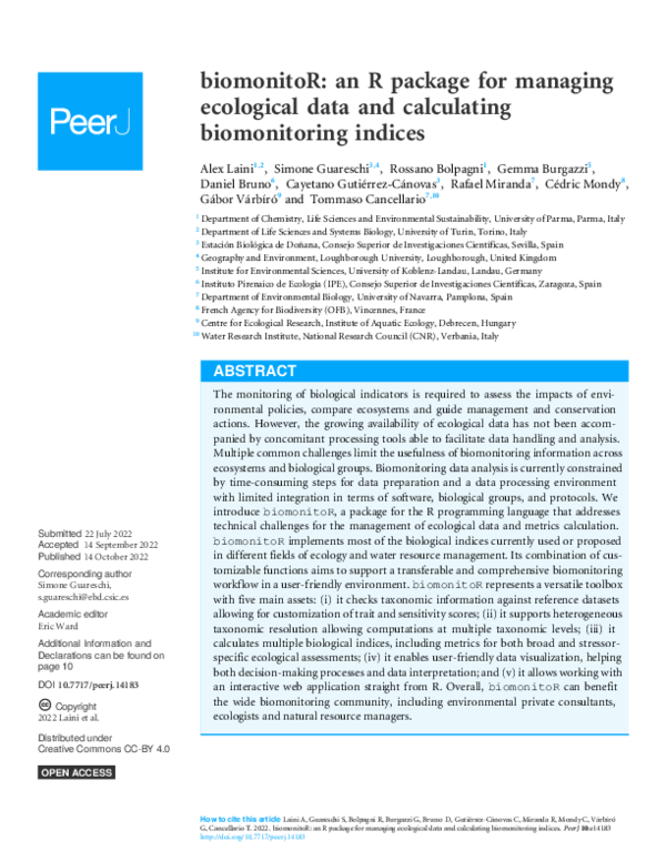 (PDF) biomonitoR: an R package for managing ecological data and ...