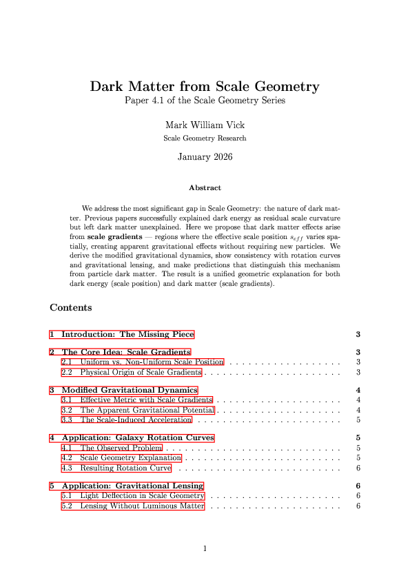 (PDF) Dark Matter from Scale Geometry Paper 4.1 of the Scale Geometry ...