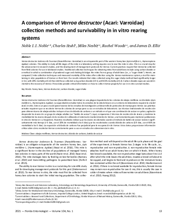 (PDF) A Comparison of Varroa destructor (Acari: Varroidae) Collection ...