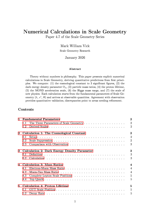 (PDF) Numerical Calculations in Scale Geometry Paper 4.7 of the Scale ...