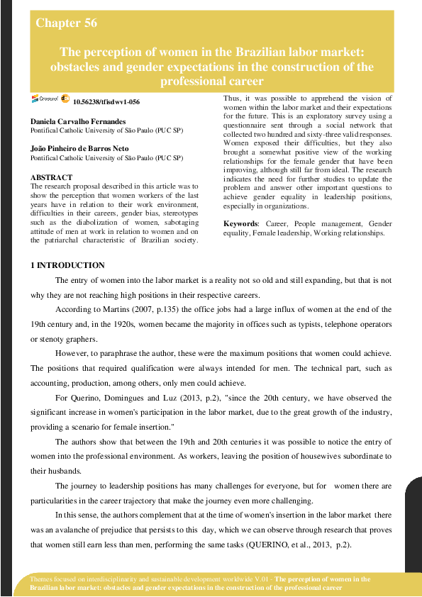 (PDF) The perception of women in the Brazilian labor market: obstacles ...