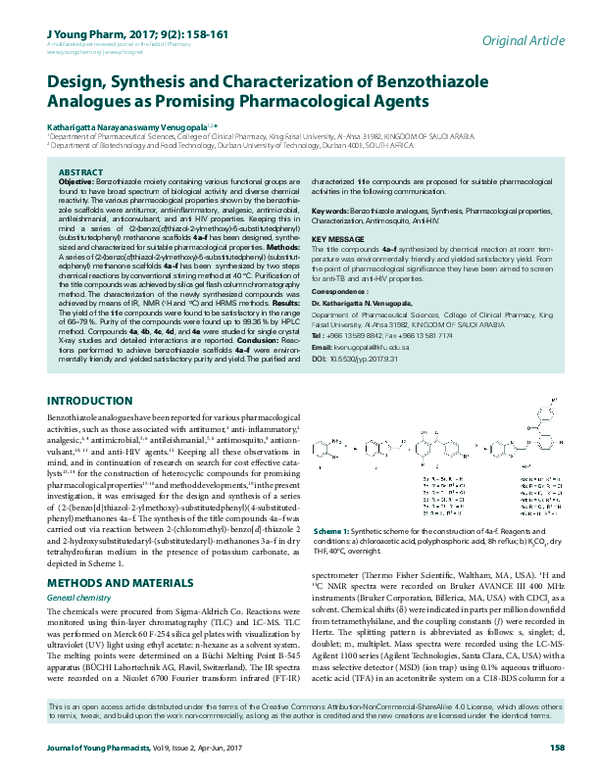 (PDF) Design, Synthesis and Characterization of Benzothiazole Analogues ...