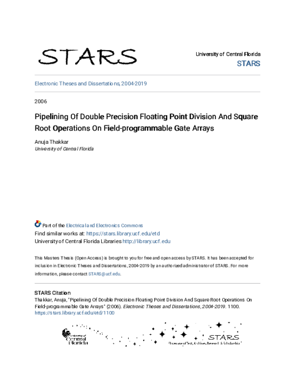 (PDF) Pipelining of double precision floating point division and square ...