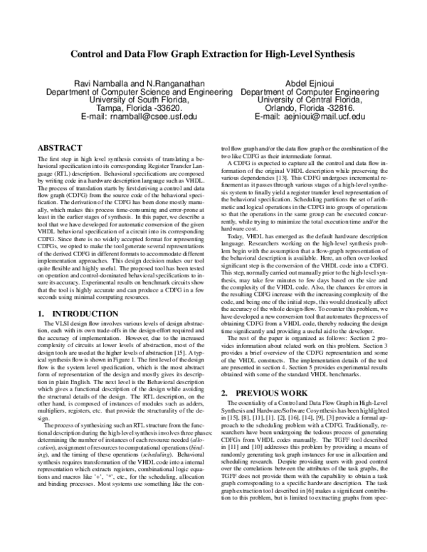 (PDF) Control and data flow graph extraction for high-level synthesis