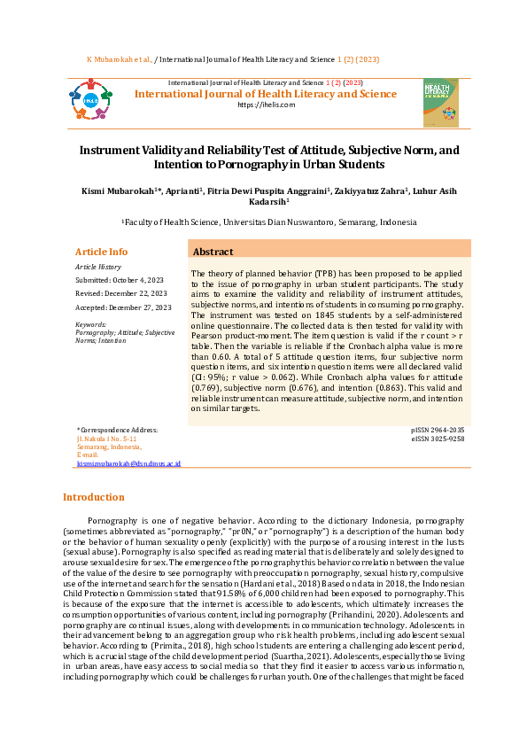 (PDF) Instrument Validity and Reliability Test of Attitude, Subjective ...