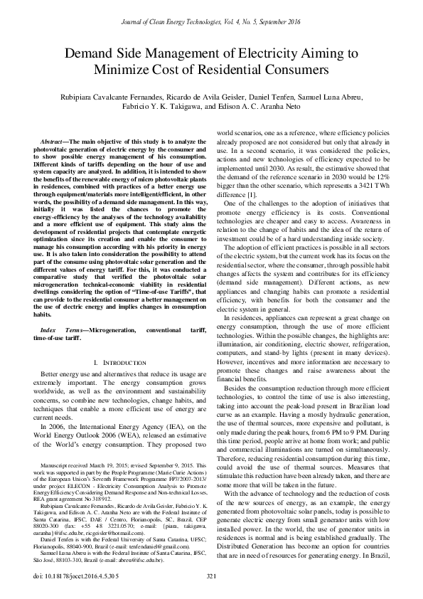 (PDF) Demand Side Management of Electricity Aiming to Minimize Cost of ...