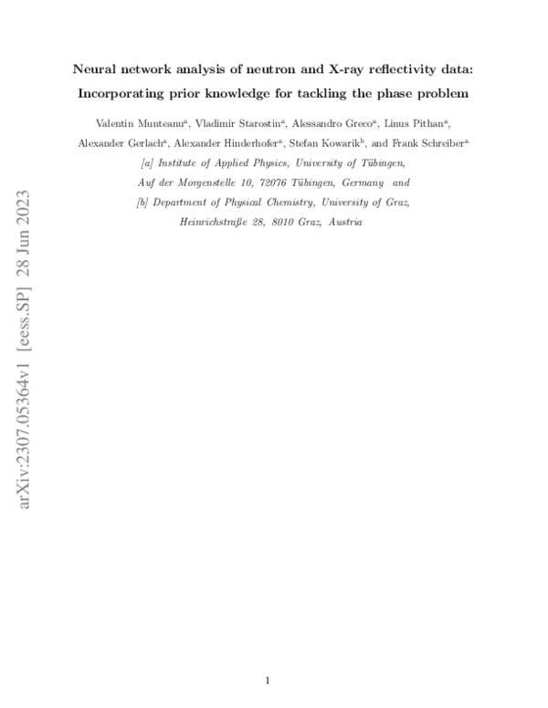 (PDF) Neural network analysis of neutron and X-ray reflectivity data ...
