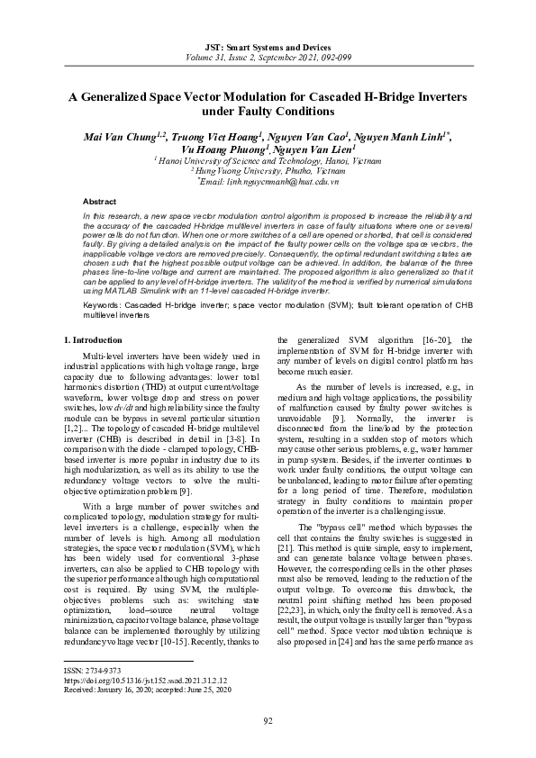 (PDF) A Generalized Space Vector Modulation for Cascaded H-Bridge ...