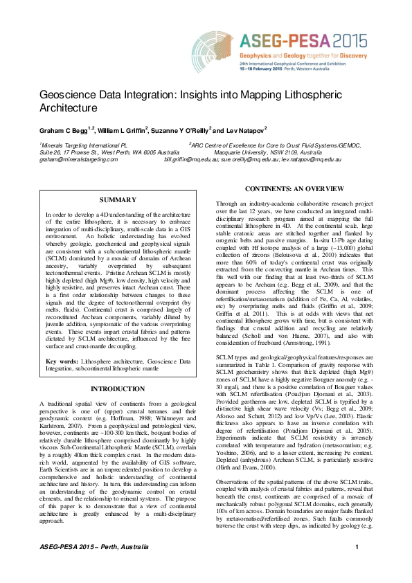 (PDF) Geoscience Data Integration: Insights into Mapping Lithospheric ...