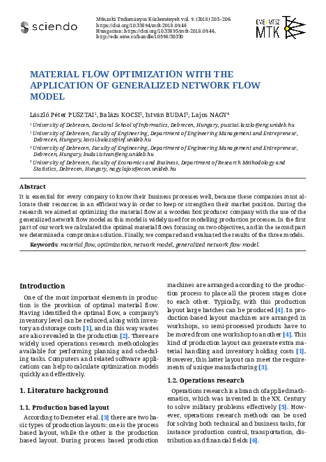 (PDF) Material Flow Optimization with The Application of Generalized ...