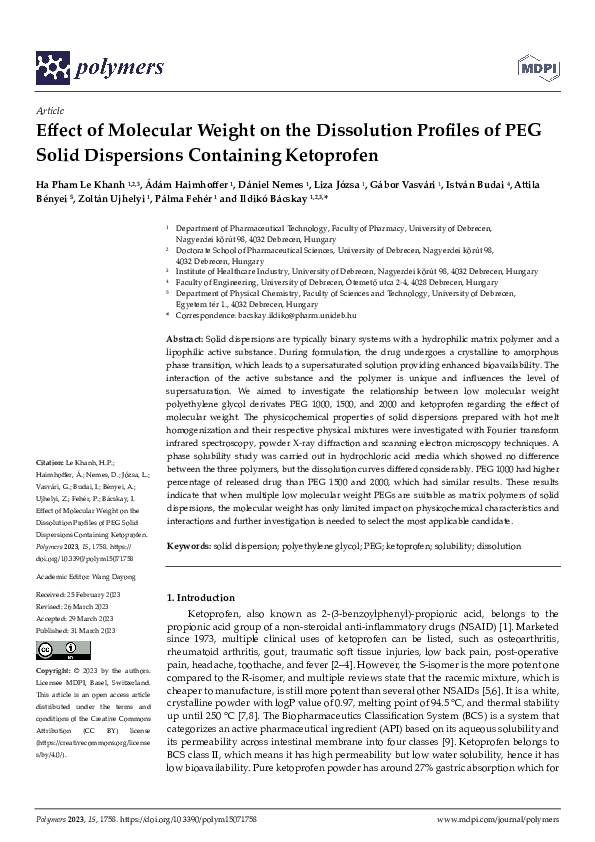 (PDF) Effect of Molecular Weight on the Dissolution Profiles of PEG ...