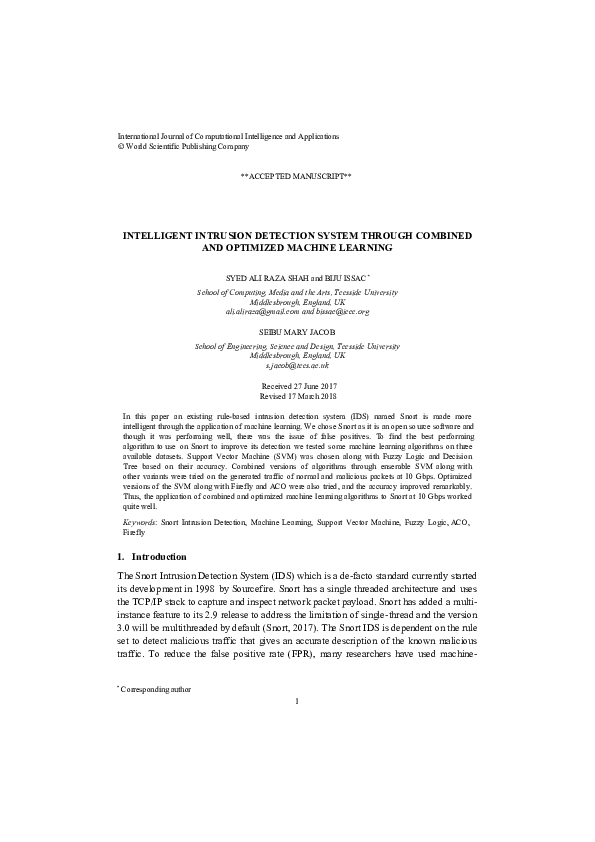 (PDF) Intelligent Intrusion Detection System Through Combined and ...
