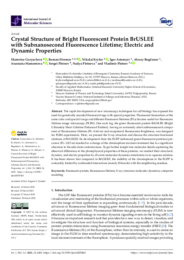 (PDF) Crystal Structure of Bright Fluorescent Protein BrUSLEE with ...