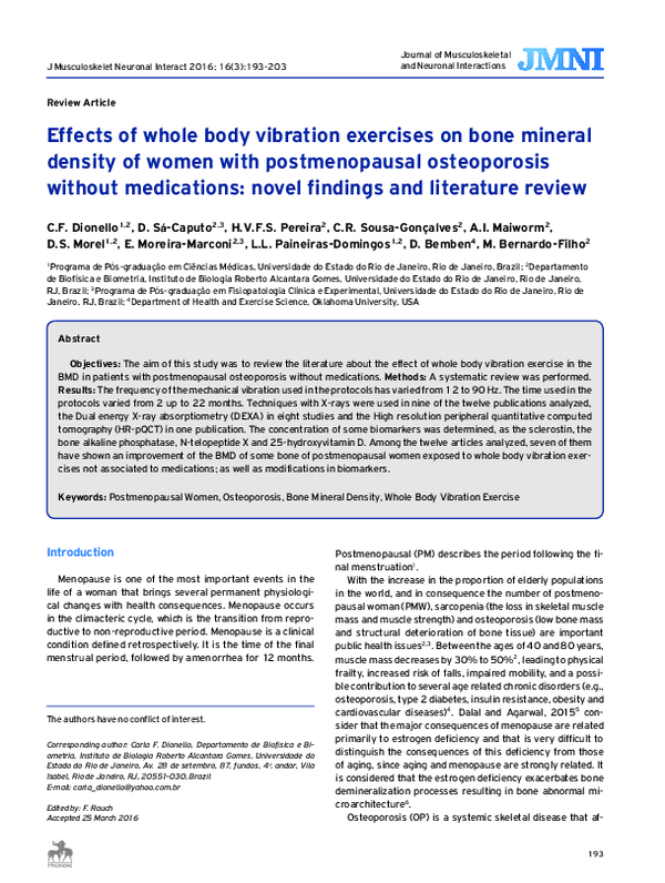 (PDF) Effects of whole body vibration exercises on bone mineral density ...