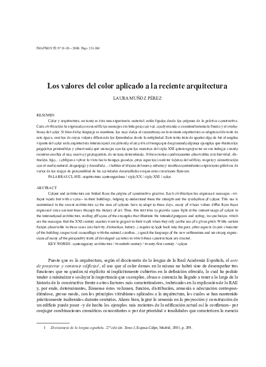 (PDF) Los valores del color aplicado a la reciente arquitectura