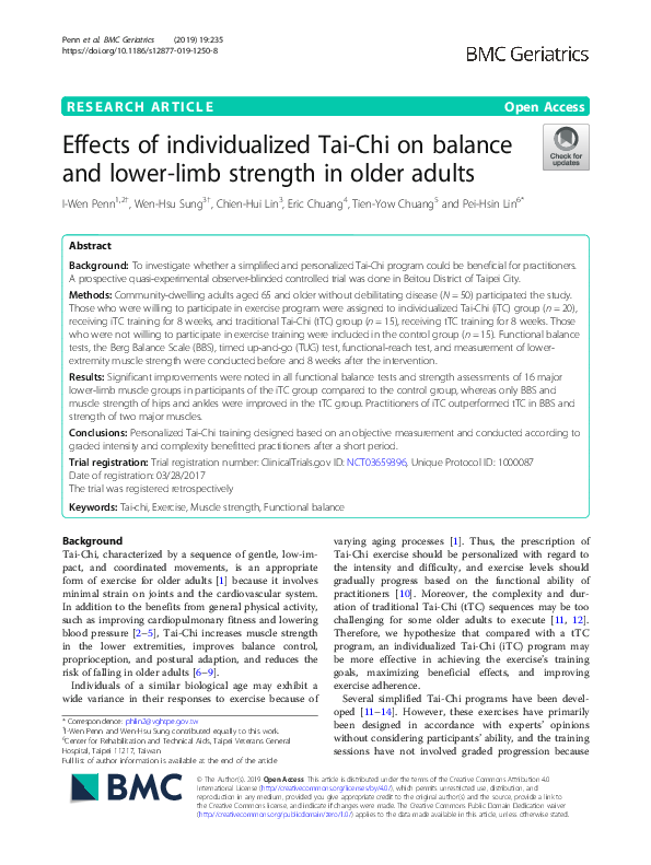 (PDF) Effects of individualized Tai-Chi on balance and lower-limb ...