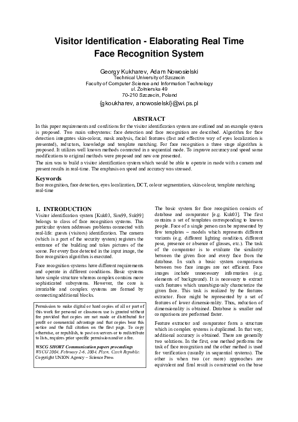 (PDF) Visitor Identification - Elaborating Real Time Face Recognition ...