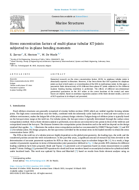 (PDF) Stress concentration factors of multi-planar tubular KT-joints ...
