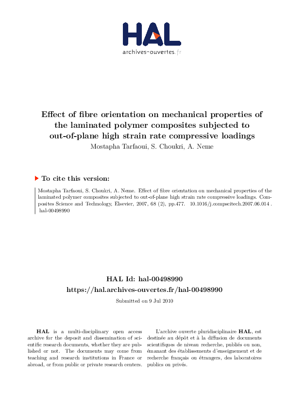 (PDF) Effect of fibre orientation on mechanical properties of the ...