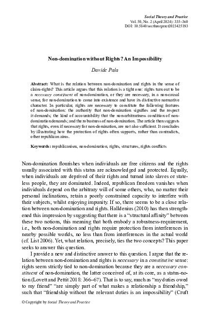 (PDF) Non-domination Without Rights? An Impossibility
