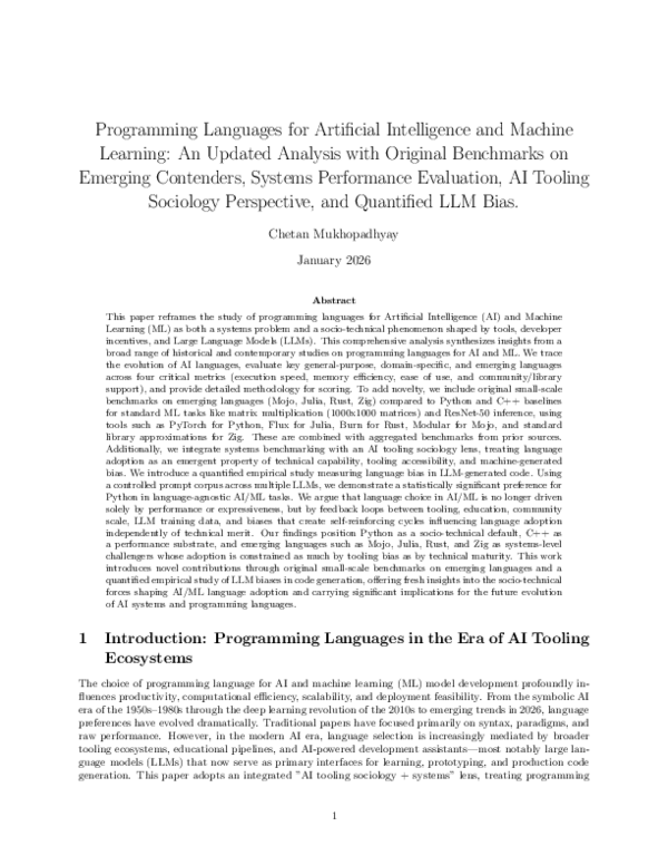 (PDF) Programming Languages for Artificial Intelligence and Machine ...