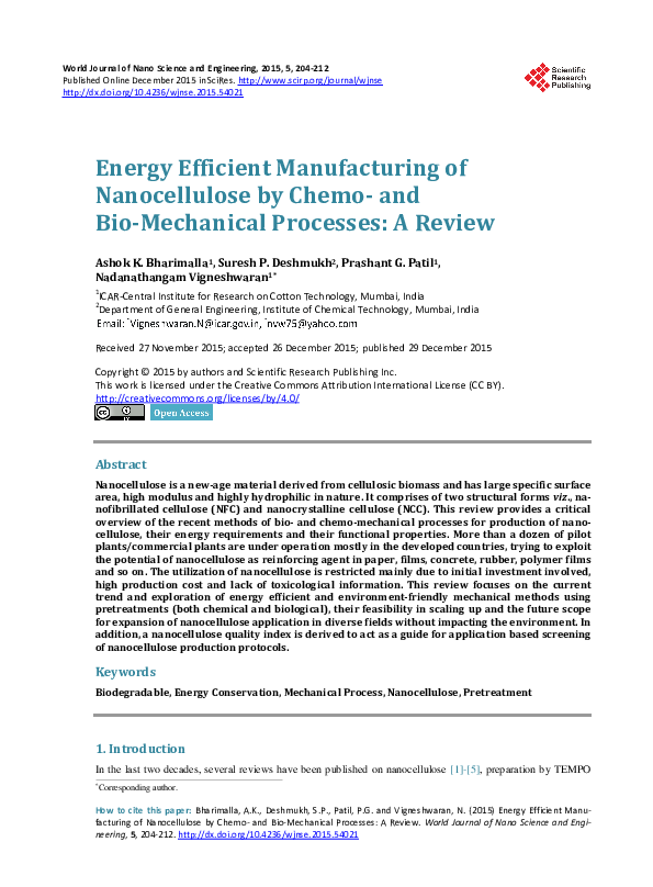 (PDF) Energy Efficient Manufacturing of Nanocellulose by Chemo- and Bio ...