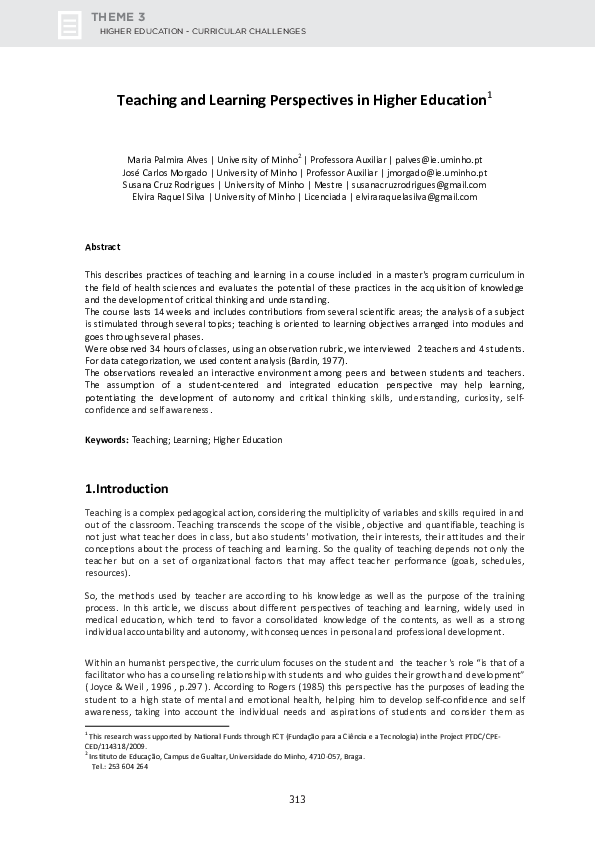 (PDF) Teaching and learning perspectives in higher education