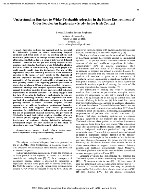 (PDF) Understanding Barriers to Wider Telehealth Adoption in the Home ...