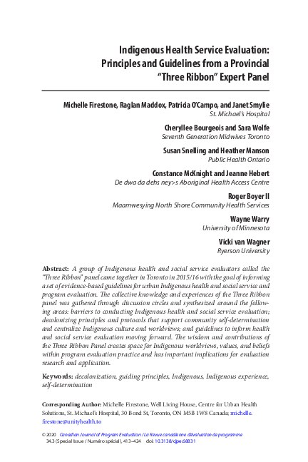 (PDF) Indigenous Health Service Evaluation: Principles and Guidelines ...