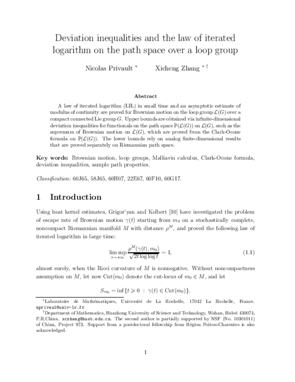 (PDF) Deviation inequalities and the law of iterated logarithm on the ...