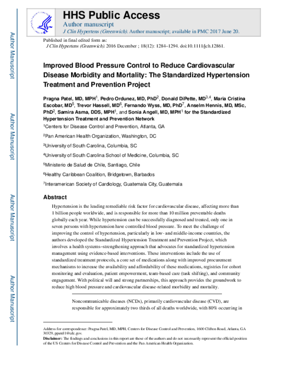 (PDF) Improved Blood Pressure Control to Reduce Cardiovascular Disease ...