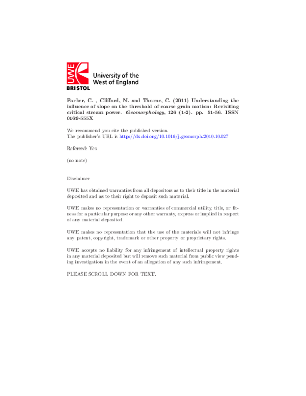 (PDF) Understanding the influence of slope on the threshold of coarse ...