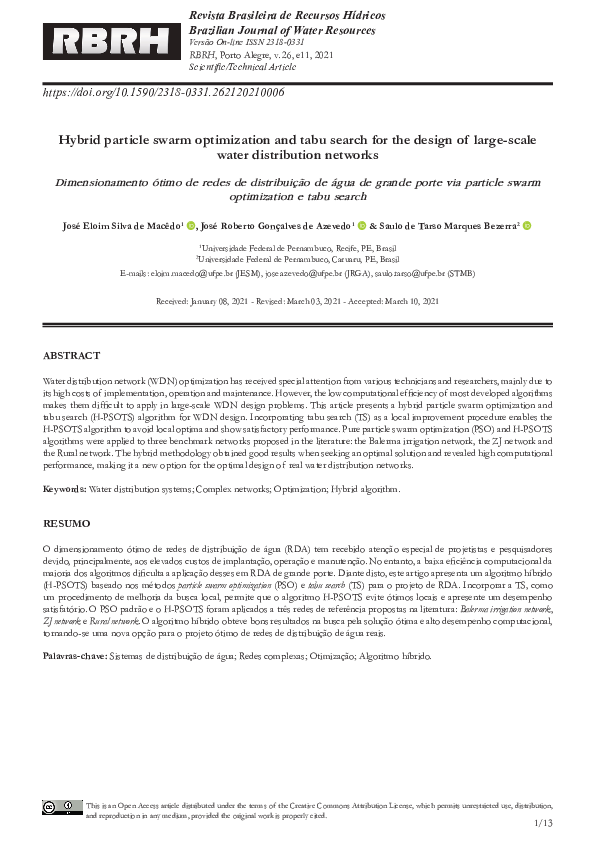 (PDF) Hybrid particle swarm optimization and tabu search for the design ...