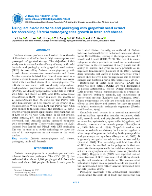 (PDF) Using lactic acid bacteria and packaging with grapefruit seed ...