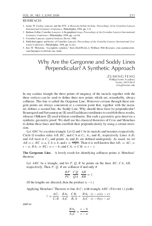 (PDF) Why Are the Gergonne and Soddy Lines Perpendicular? A Synthetic ...